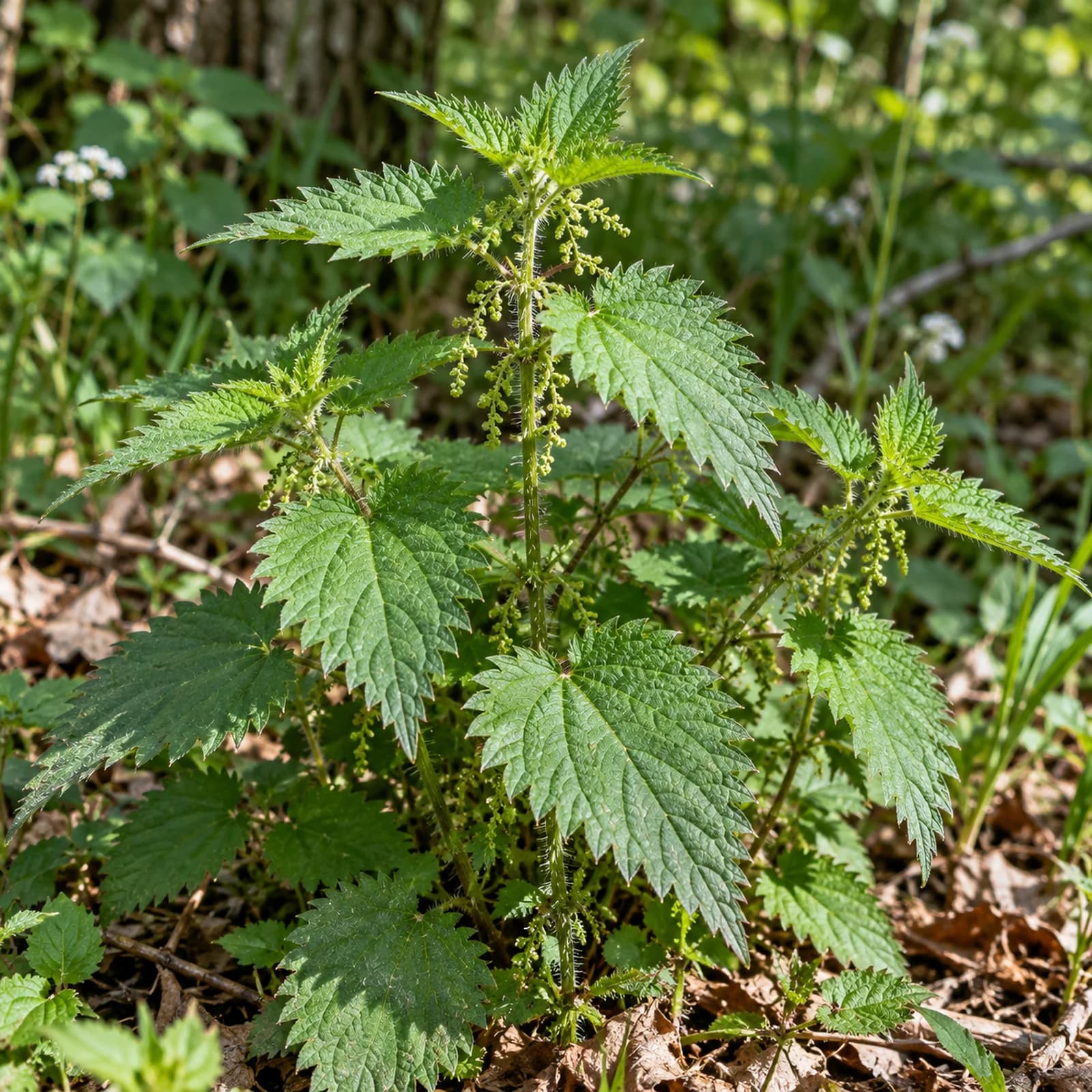 Dişli yapraklı yeşil Urtica dioica bitkisi