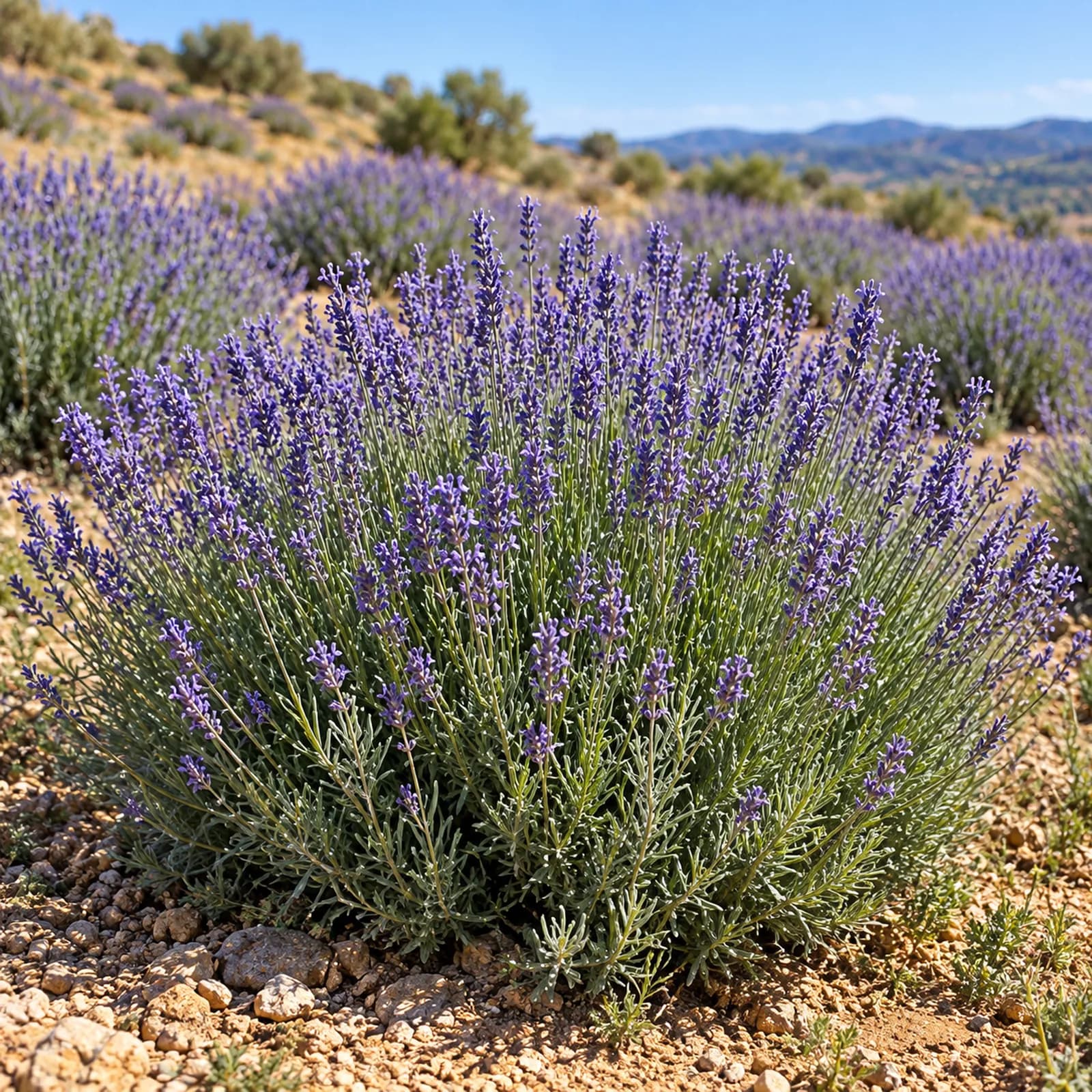 Mor çiçek başaklı Lavandula angustifolia bitkisi